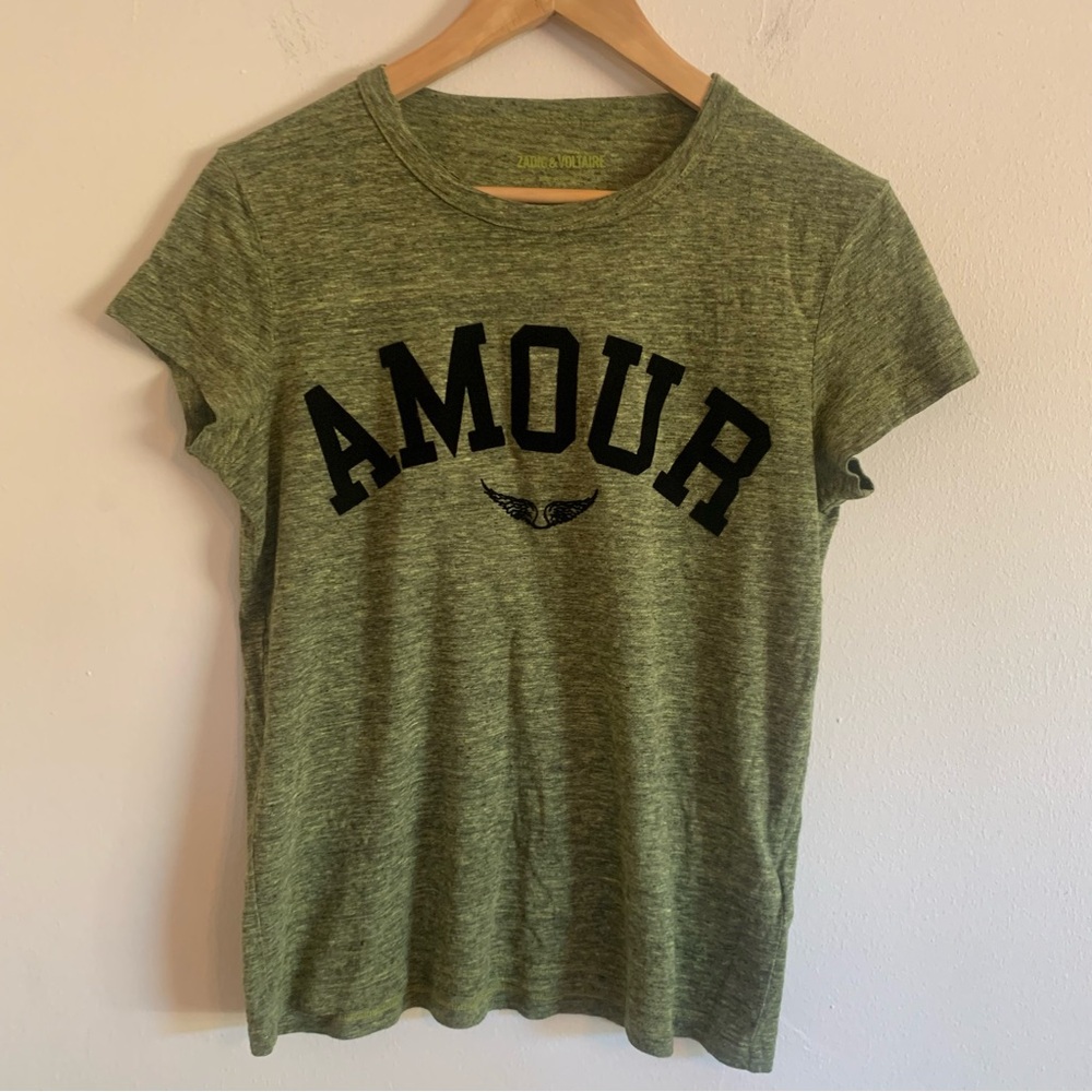 Zadig & Voltaire Walk Amour Tee Burnout Green XS